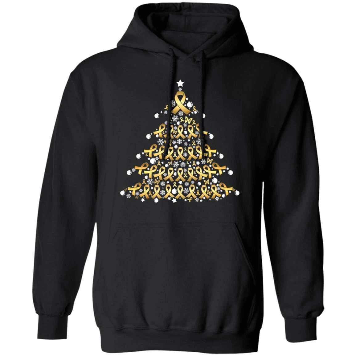 Christmas Hoodie Childhood Cancer Awareness Xmas Tree Hoodie