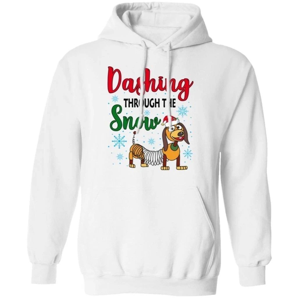 Christmas Hoodie Dashing Through The Snow Slinky Dog Xmas Shirt