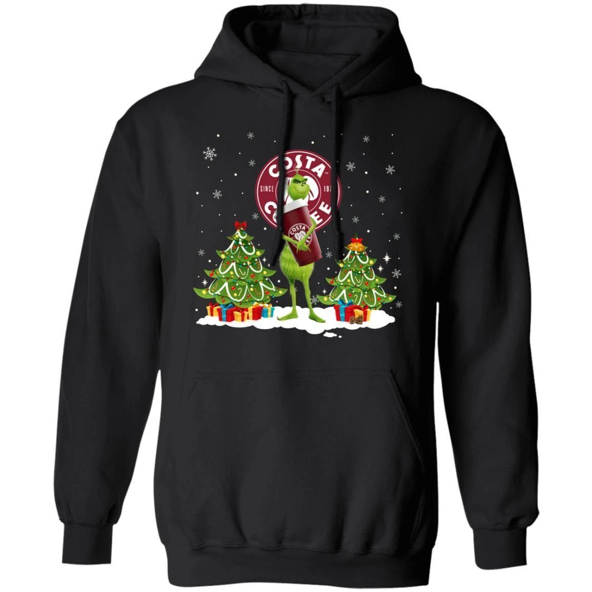 Christmas Hoodie Grinch Holding Costa Coffee Xmas Hoodie