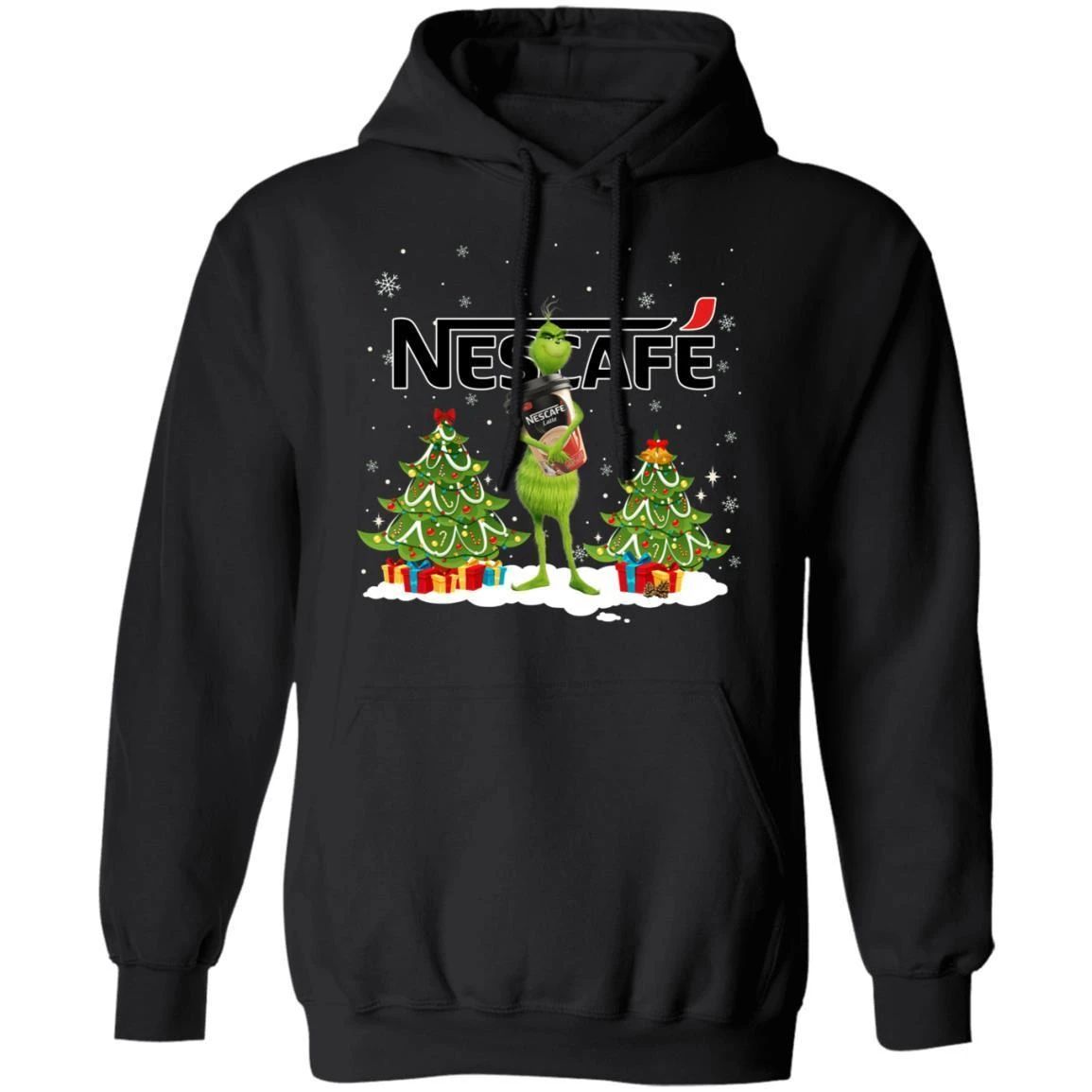 Christmas Hoodie Grinch Holding Nescafe Coffee Xmas Hoodie