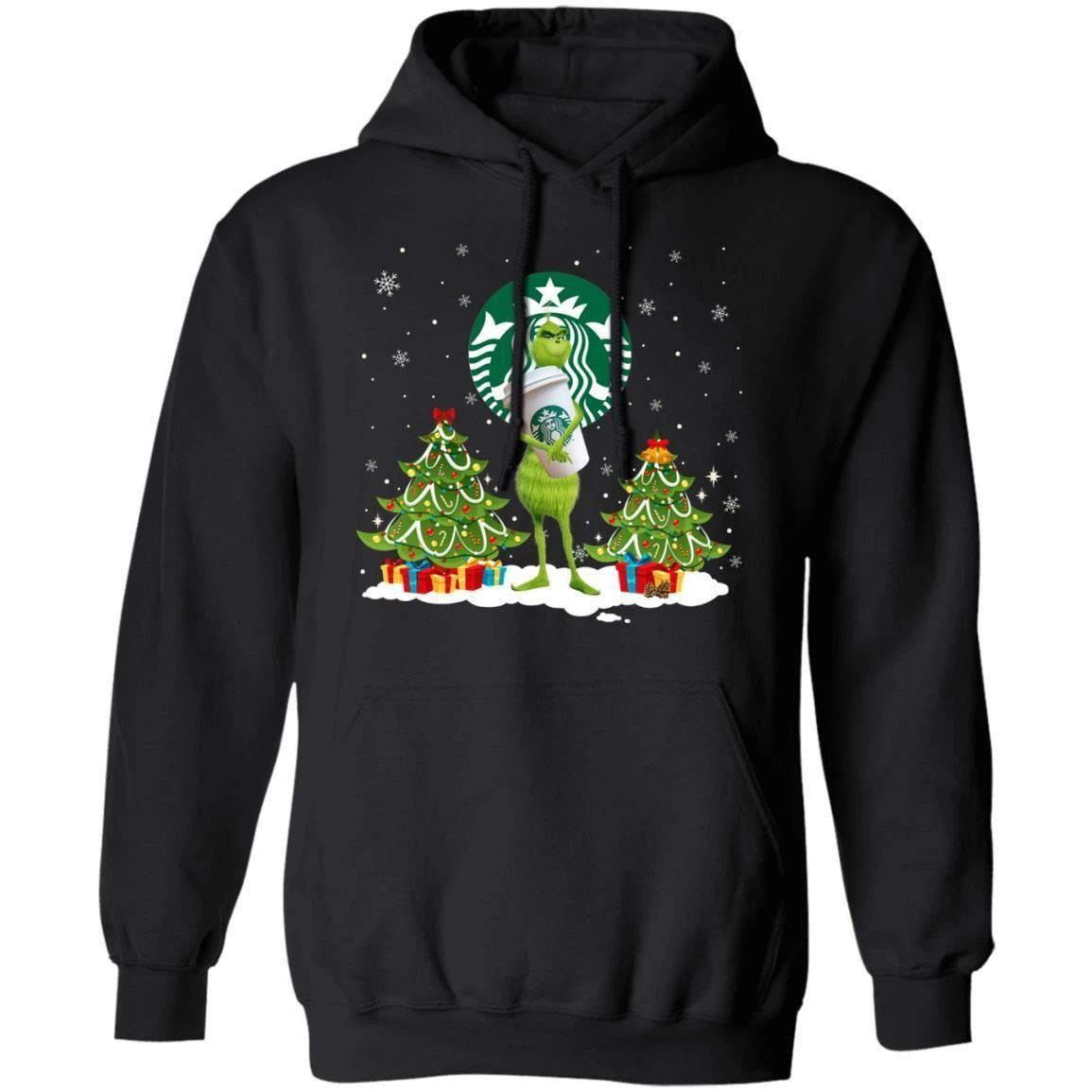 Christmas Hoodie Grinch Holding Starbucks Coffee Xmas Hoodie