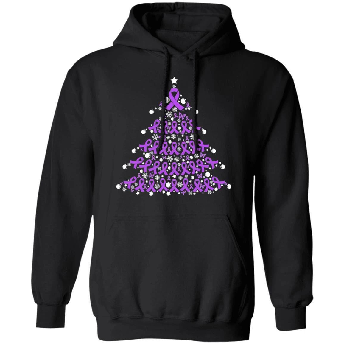 Christmas Hoodie Hodgkin Lymphoma Cancer Awareness Xmas Tree Hoodie