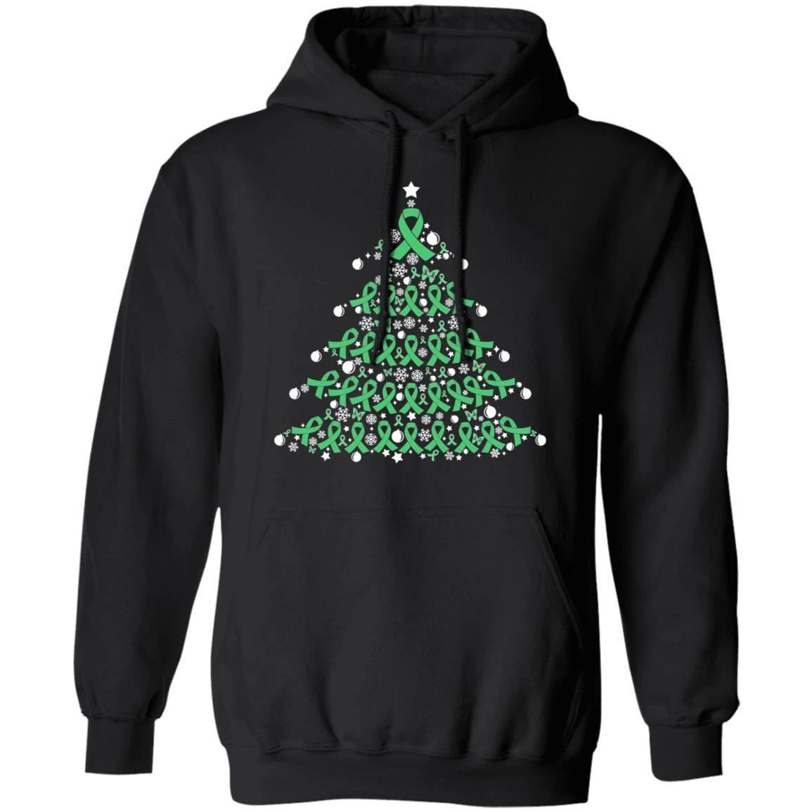 Christmas Hoodie Liver Cancer Awareness Xmas Tree Hoodie