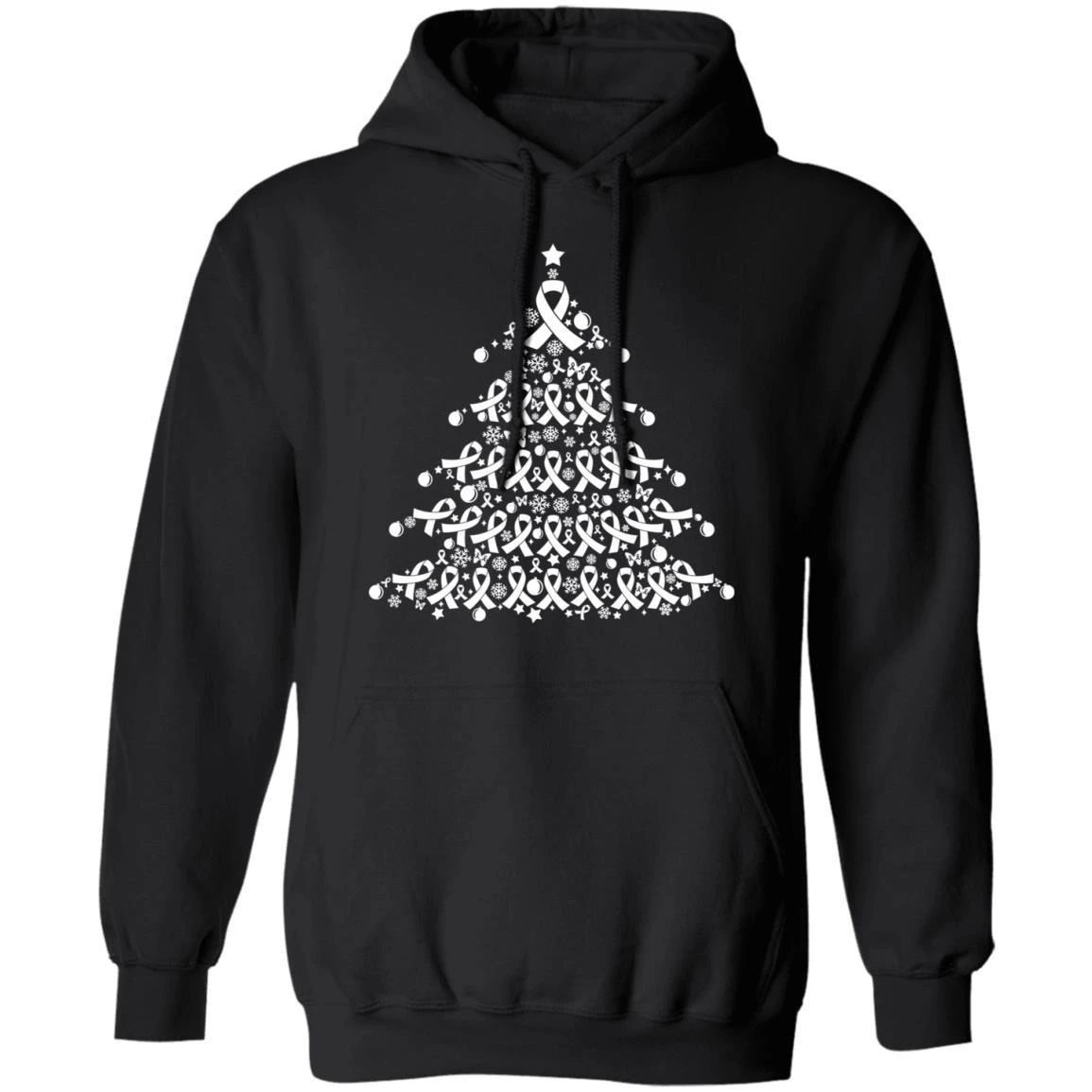 Christmas Hoodie Lung Cancer Awareness Xmas Tree Hoodie