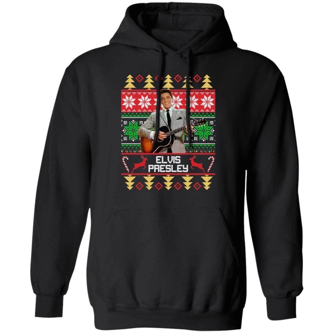 Elvis Presley Christmas Ugly Sweater Style Hoodie Cool Xmas Gift For Fans