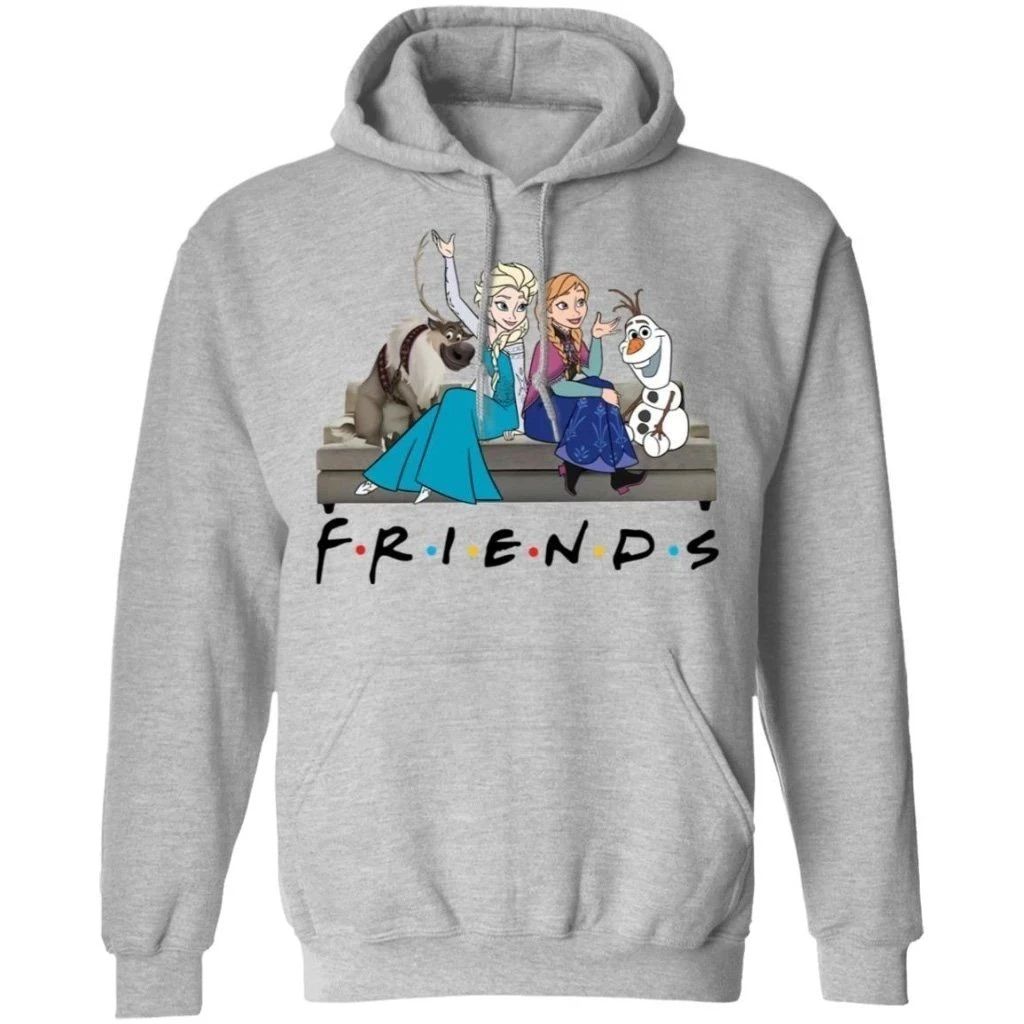 Frozen Mixed FRIENDS Elsa Anna Olaf Sven On The Couch Hoodie Cool Gift For Fans