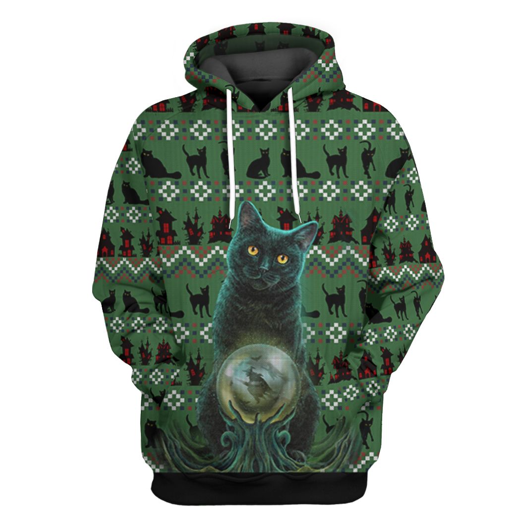 Black Cat Ugly Pattern Tshirt Hoodie