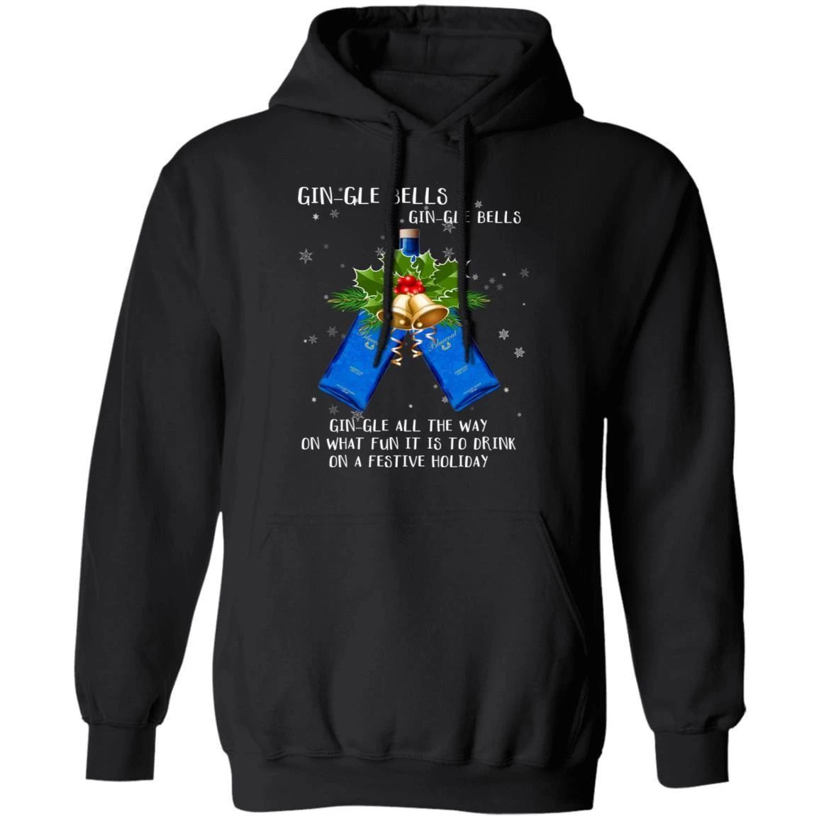 Gin-gle Bells Jingle Bells Bluecoat Gin Hoodie Funny Xmas Gift For Gin Lovers