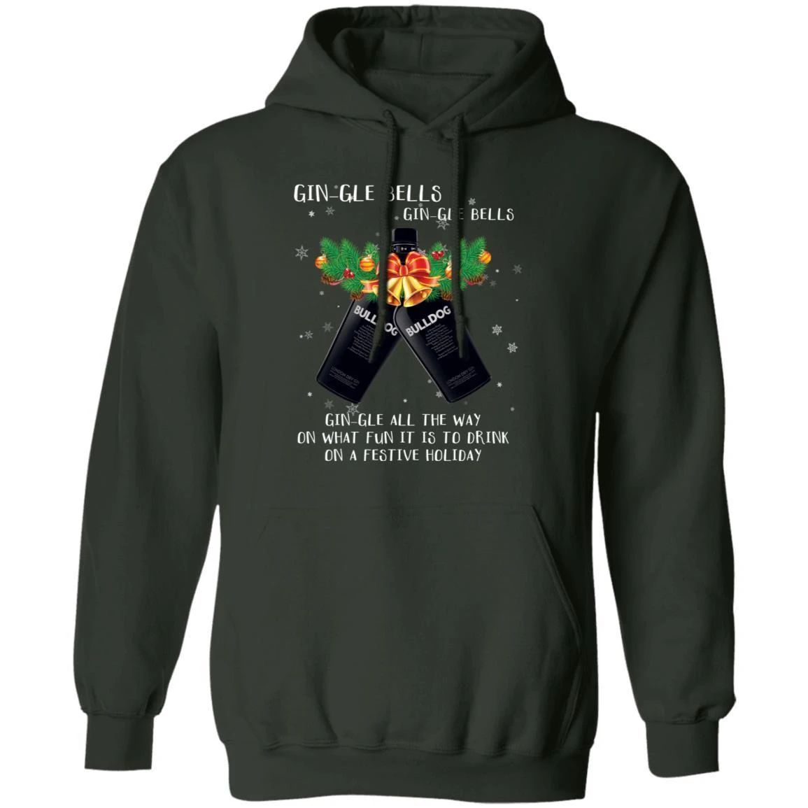 Gin-gle Bells Jingle Bells Bulldog Gin Hoodie Funny Xmas Gift For Gin Lovers