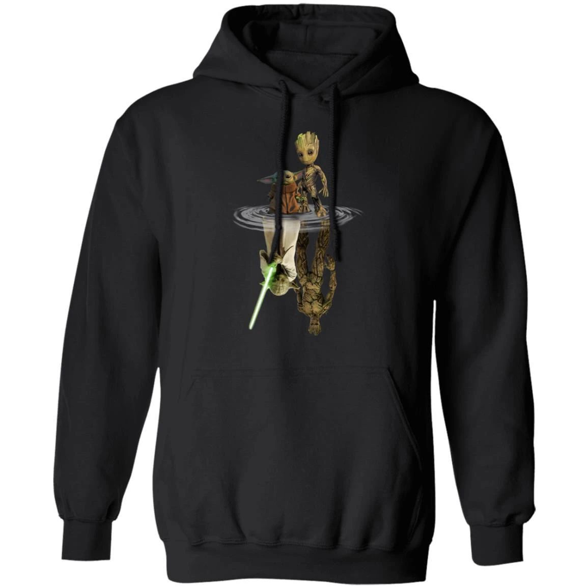 Groot And Yoda Water Reflection Hoodie Cool Gift For Fans