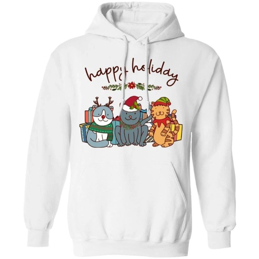 Happy Holiday Cats Christmas Hoodie Gift For Cats Lovers