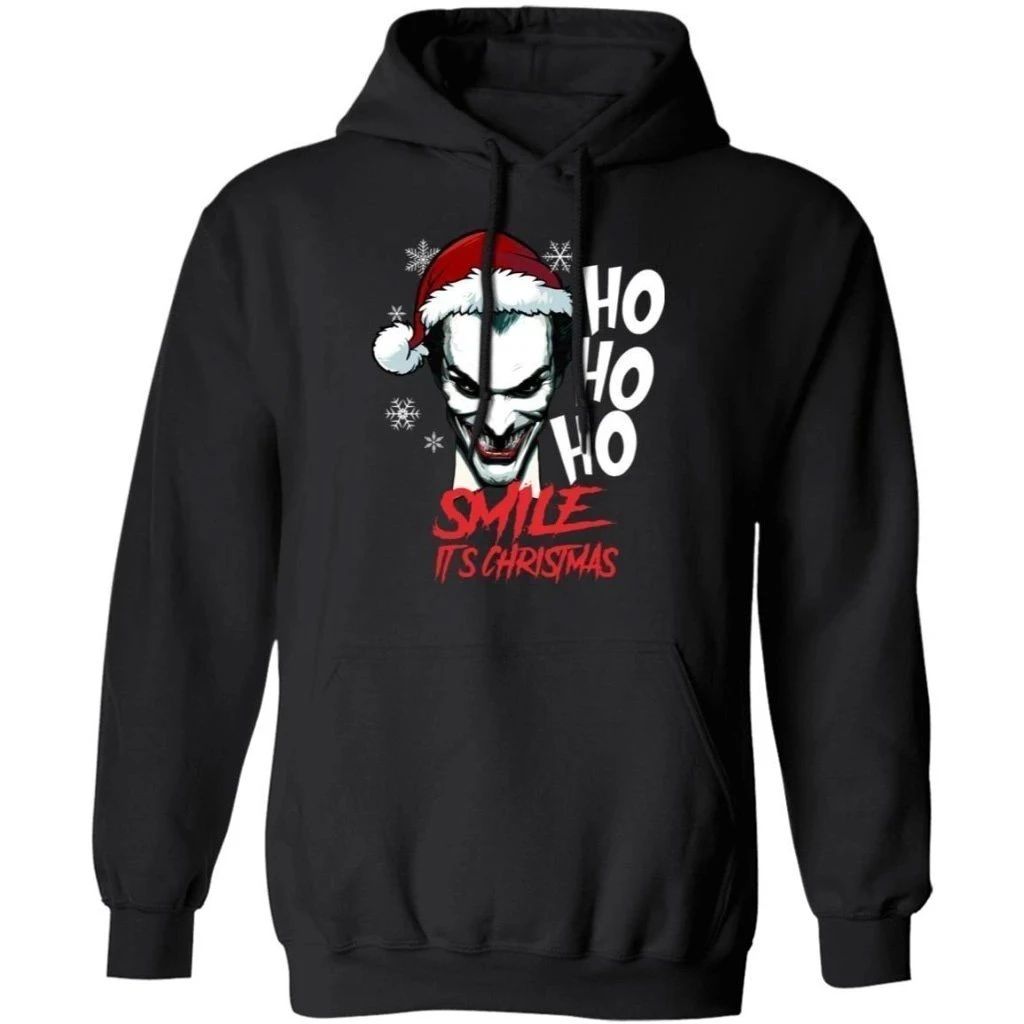 Ho Ho Ho Smile It’s Christmas Joker In Santa’s Hat Hoodie Cool Gift