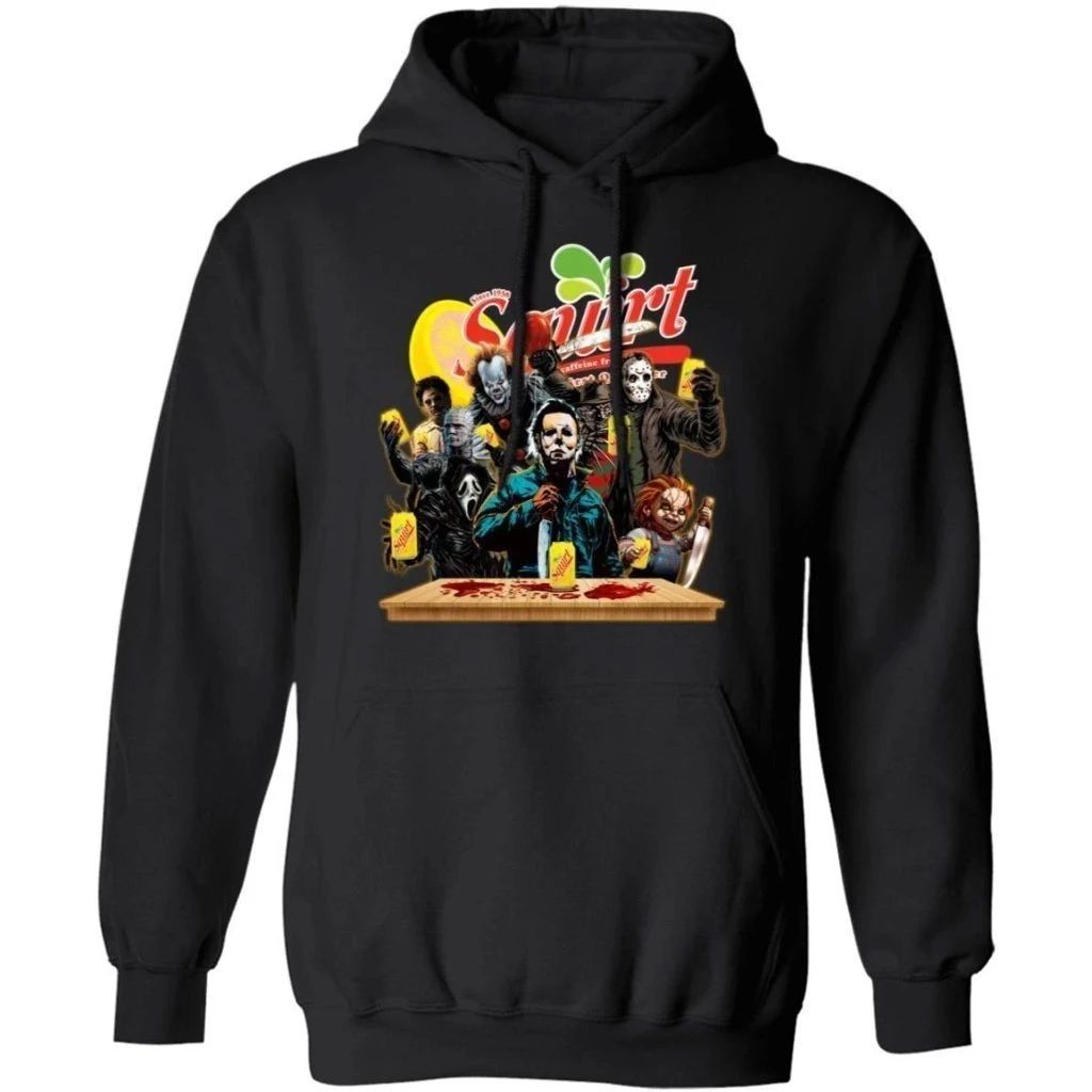 Horror Characters Drink Squirt Hoodie Funny Halloween Gift