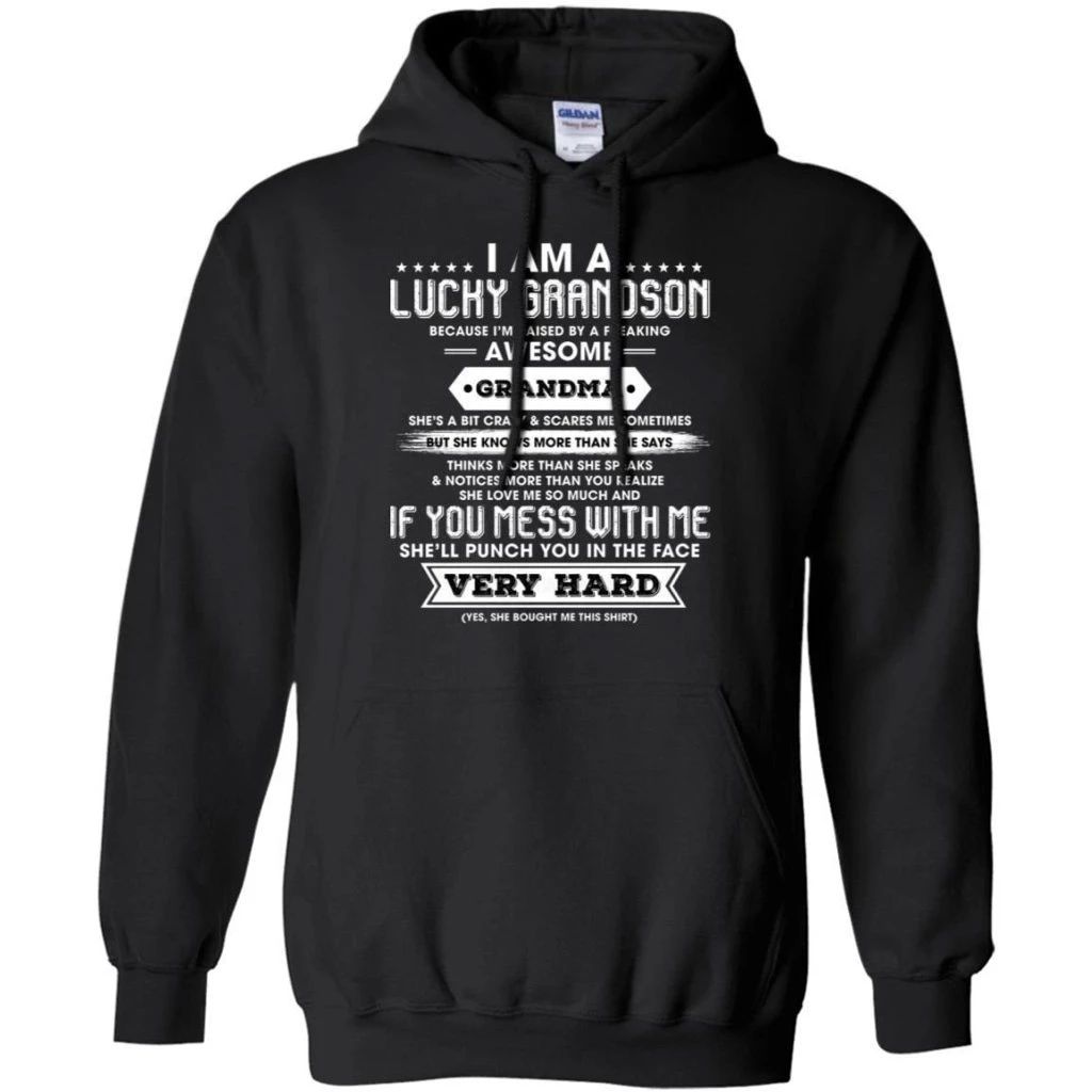 I Am A Lucky Grandson I Have A Awesome Grandma Hoodie Gift