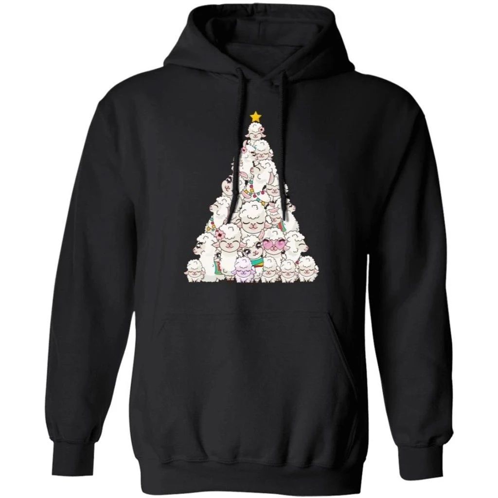 Llama Christmas Tree Hoodie Funny Xmas Lovely Gift