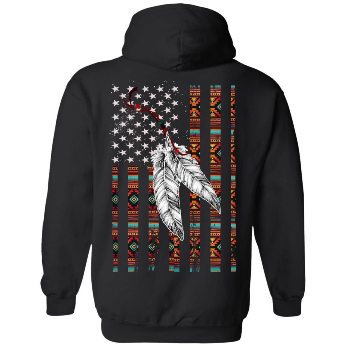 Native American Hoodie Eagle Feathers Tee