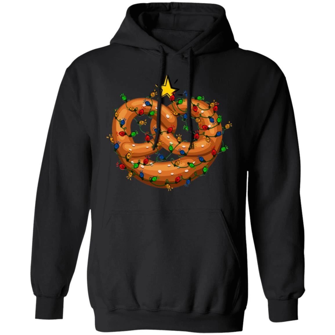 Pretzel Decorated In Christmas Lights Hoodie Funny Xmas Food Hoodie