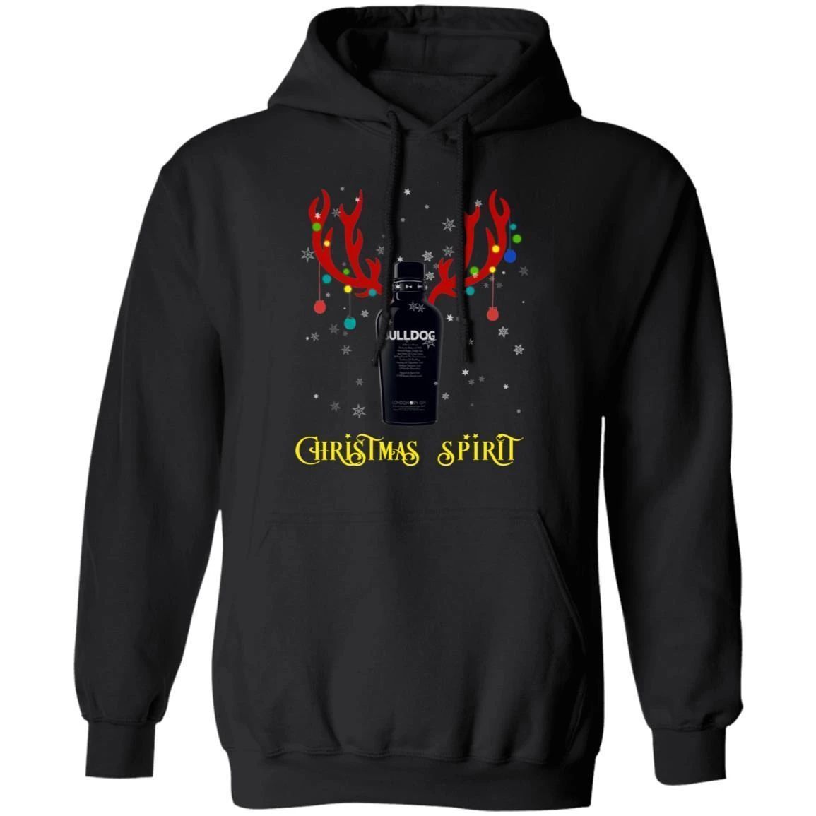 Reindeer Bulldog Gin Christmas Spirit Hoodie Reindeer Gin Hoodie Funny Xmas Gift