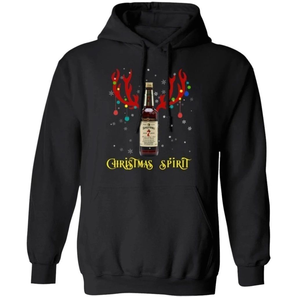 Seagram’s 7 Crown Reindeer Whisky Christmas Spirit Hoodie Funny Xmas Gift