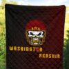 American Football Team Premium Quilt - Washington Redskin Skull Wearing Helmet Quilt Blanket 5