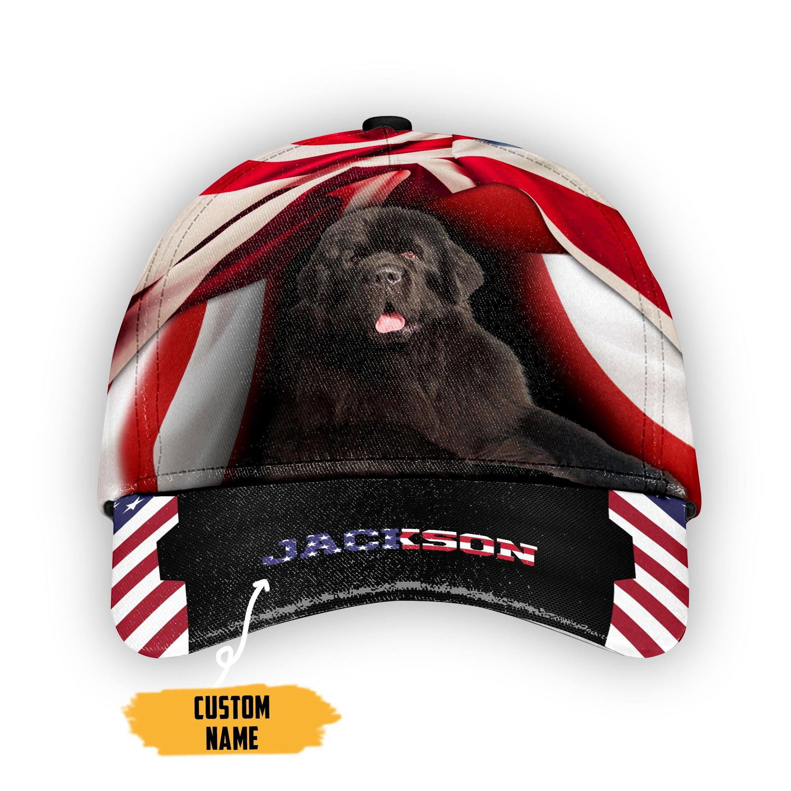 American Newfoundland Dog Custom Name Classic Cap