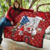 Attack On Titan Anime Premium Quilt - AOT Merry Christmas Outfit Santa Snowman Reindeer Quilt Blanket 11