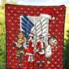 Attack On Titan Anime Premium Quilt - AOT Merry Christmas Outfit Santa Snowman Reindeer Quilt Blanket 5