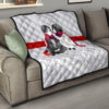Attack On Titan Anime Premium Quilt - Chibi Mikasa And Eren Couple Love Wearing Red Scarf Quilt Blanket 15