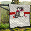 Attack On Titan Anime Premium Quilt - Chibi Mikasa And Eren Couple Love Wearing Red Scarf Quilt Blanket 13