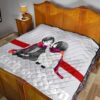 Attack On Titan Anime Premium Quilt - Chibi Mikasa And Eren Couple Love Wearing Red Scarf Quilt Blanket 19