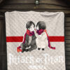 Attack On Titan Anime Premium Quilt - Chibi Mikasa And Eren Couple Love Wearing Red Scarf Quilt Blanket 7