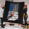 Attack On Titan Anime Premium Quilt - Colossal Titan Face Metal Wings Of Free Symbol Quilt Blanket 1