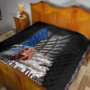 Attack On Titan Anime Premium Quilt - Colossal Titan Face Metal Wings Of Free Symbol Quilt Blanket 19