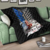 Attack On Titan Anime Premium Quilt - Colossal Titan Face Metal Wings Of Free Symbol Quilt Blanket 17