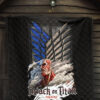 Attack On Titan Anime Premium Quilt - Colossal Titan Face Metal Wings Of Free Symbol Quilt Blanket 7
