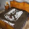 Attack On Titan Anime Premium Quilt - Eren Fighting White Shining Wings Of Freedom Symbol Quilt Blanket 19