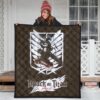 Attack On Titan Anime Premium Quilt - Eren Fighting White Shining Wings Of Freedom Symbol Quilt Blanket 3