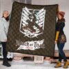 Attack On Titan Anime Premium Quilt - Eren Fighting White Shining Wings Of Freedom Symbol Quilt Blanket 1