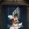 Attack On Titan Anime Premium Quilt - Eren Titan Punch And Eren Human Metal Wings Of Freedom Quilt Blanket 7