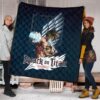 Attack On Titan Anime Premium Quilt - Eren Titan Punch And Eren Human Metal Wings Of Freedom Quilt Blanket 1
