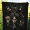 Attack On Titan Anime Premium Quilt - Evil Eren Titan Vs Human Battle Black Quilt Blanket 5