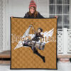Attack On Titan Anime Premium Quilt - Handsome Levi Fighting Wind Blade White Wing Quilt Blanket 3