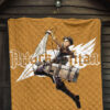 Attack On Titan Anime Premium Quilt - Handsome Levi Fighting Wind Blade White Wing Quilt Blanket 7