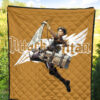 Attack On Titan Anime Premium Quilt - Handsome Levi Fighting Wind Blade White Wing Quilt Blanket 5
