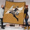 Attack On Titan Anime Premium Quilt - Handsome Levi Fighting Wind Blade White Wing Quilt Blanket 1