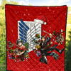 Attack On Titan Anime Premium Quilt - Merry Christmas Levi Ackerman Xmas Gifts Red Quilt Blanket 5