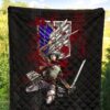 Attack On Titan Anime Premium Quilt - Mikasa Fighting Bloody Wings Of Freedom Symbol Quilt Blanket 5