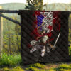 Attack On Titan Anime Premium Quilt - Mikasa Fighting Bloody Wings Of Freedom Symbol Quilt Blanket 13