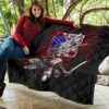 Attack On Titan Anime Premium Quilt - Mikasa Fighting Bloody Wings Of Freedom Symbol Quilt Blanket 11