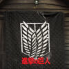 Attack On Titan Anime Premium Quilt - White Faded Wings Of Free Symbol Red Kanji Quilt Blanket 7